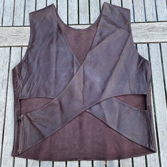 Zara Sleeveless Genuine Leather Top NWT Size L - Picture 2 of 8